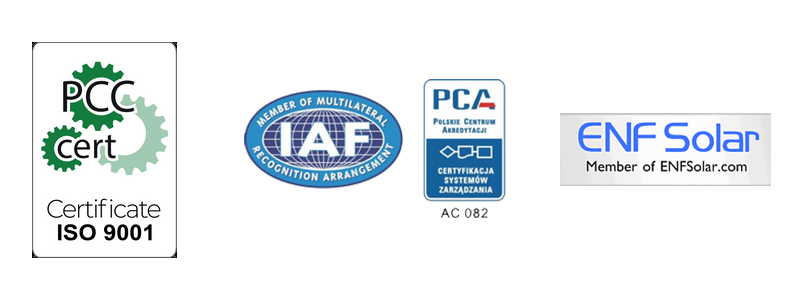 Certificazione ISO 9001, IAF, ENF Solar Member

